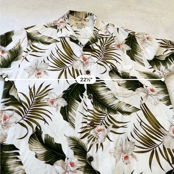 Paradise Bay Vintage Men’s Hawaiian Aloha Shirt M White Green Floral - Picture 4 of 13